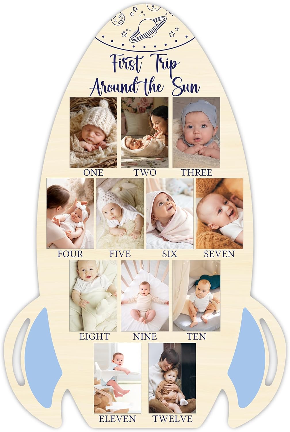 UIBOVA Baby Photo Board Wood Minimalist
