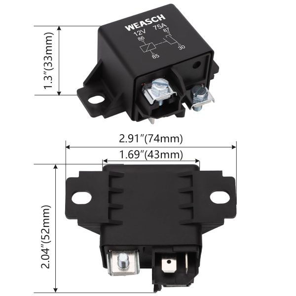 Weasch Automotive Relay 12VDC 75A-4